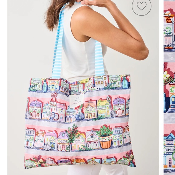 Printfresh Spice Village Tote Bag with Pink and Blue Accents - Picture 3 of 9